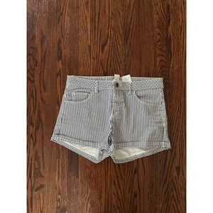 Women's H&M High Waist Striped Shorts Size 6 Whiteblack